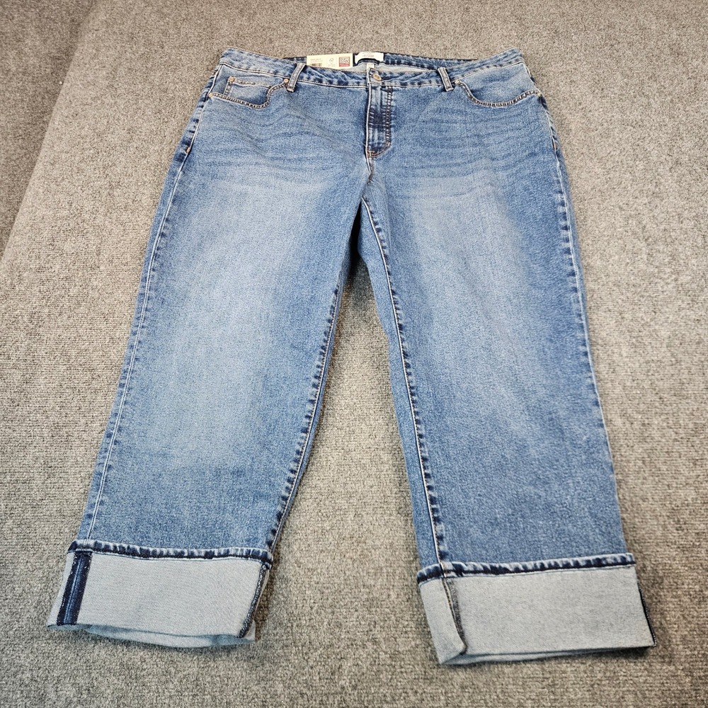 $99 Edited x Hunter McGrady Cuffed Wide Leg Jeans Medium Wash High Rise 20W